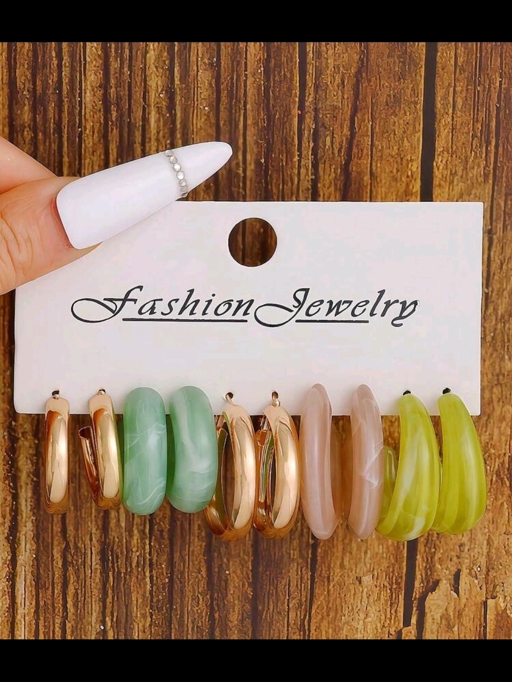Fashion Jewelry Green, Pink, Yellow and Gold Hoop Earring Set